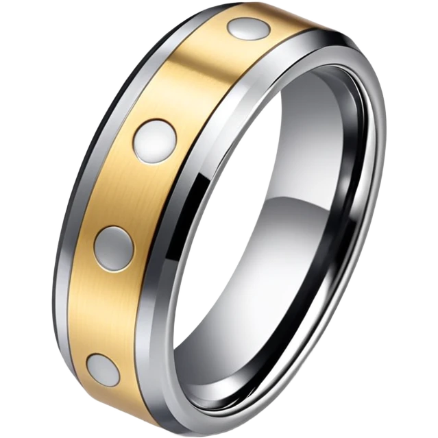 Tungsten ring with silver in the middle and gold on outside emoji