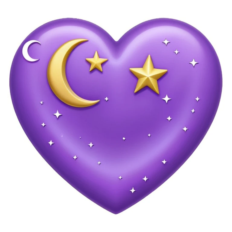 purple heart with a moon and stars emoji
