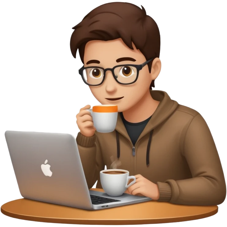 laptop and coffee are on the table. coffee is not on the laptop. emoji