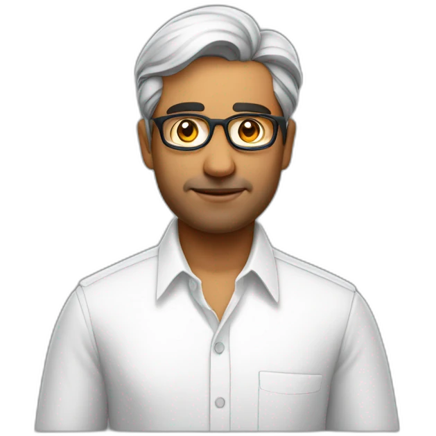 Jayendrasinh Solanki as Developer in white shirt with sleeve up emoji