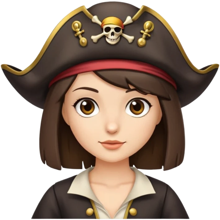 шатенка со стрижкой каре - пират emoji