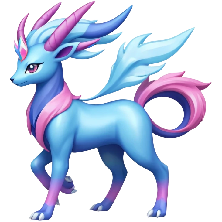 Shiny Colorful Iridescent Amaura-Suicune-fakemon (full body) emoji
