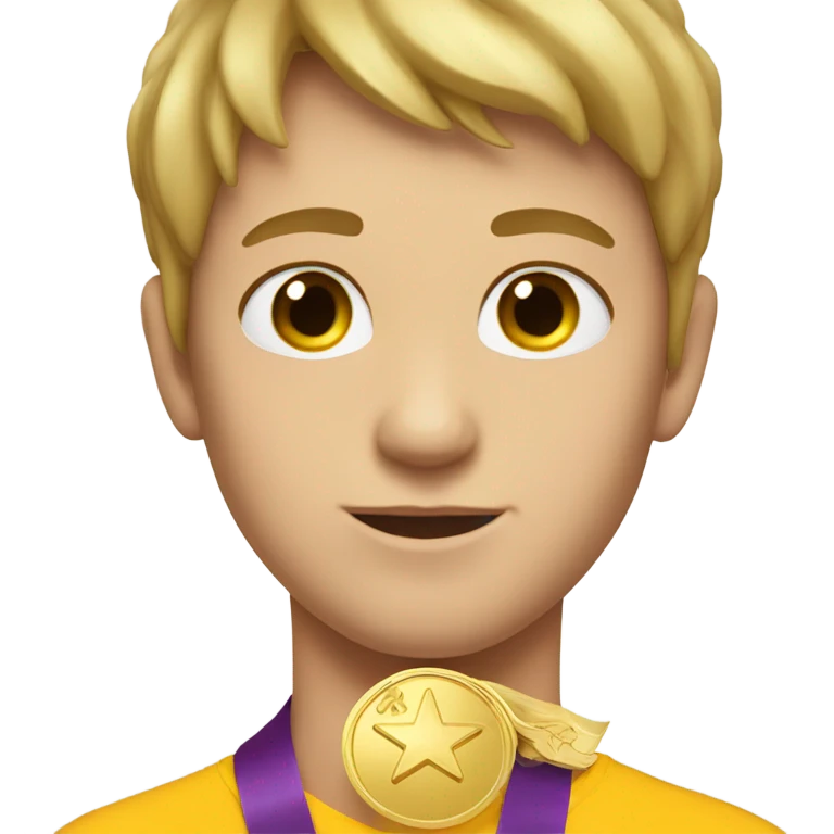 White boy with gold medal on his neck near the sailboat emoji