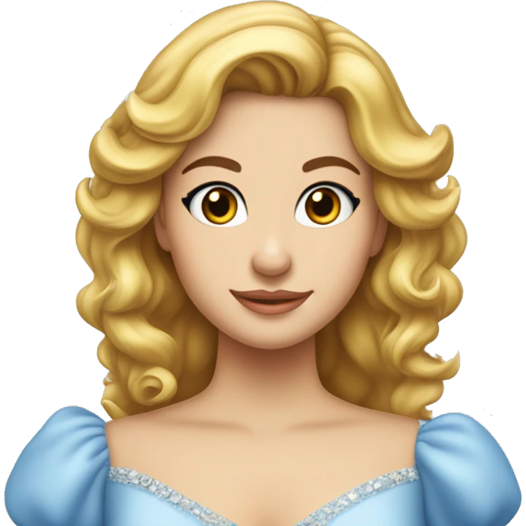 Chica linda blanca de cabello rubio vestido de por azul Cenicienta  emoji