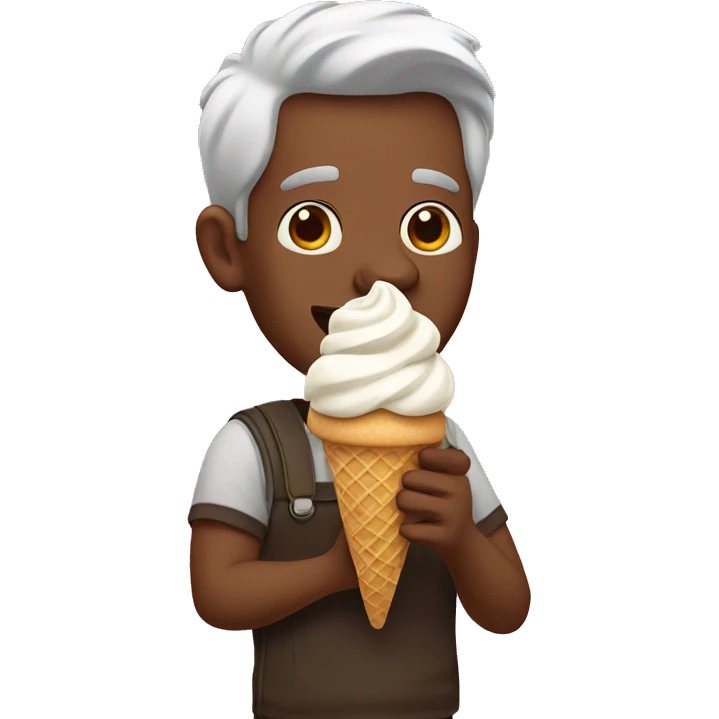 the man eat  the ice cream emoji