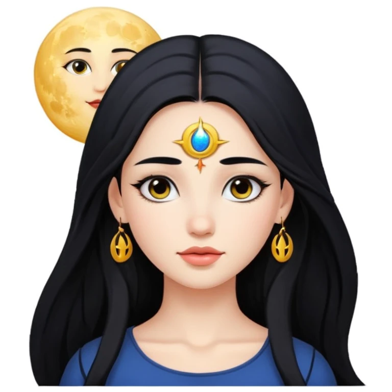 چهره ی دختری زیبا با نشانه ی ماه روی پیشانی emoji