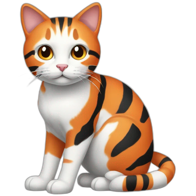striped cat with orange black and white color emoji