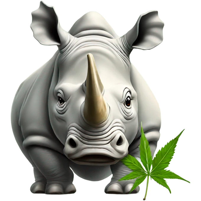 Happy White rhino smoking hemp emoji