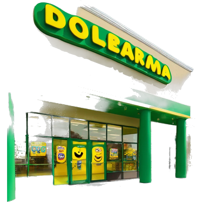 “Exterior of a Dollarama store with the bright green facade, bold yellow Dollarama sign, large front windows, and entrance doors, capturing the look of a budget-friendly retail store.” emoji