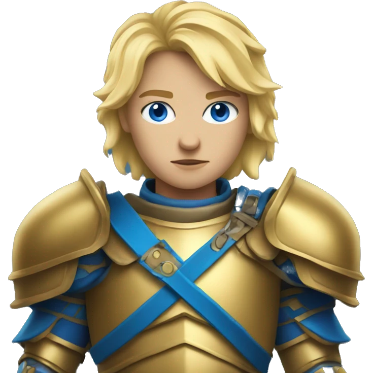 Blonde warrior with blue eyes in gold armor emoji