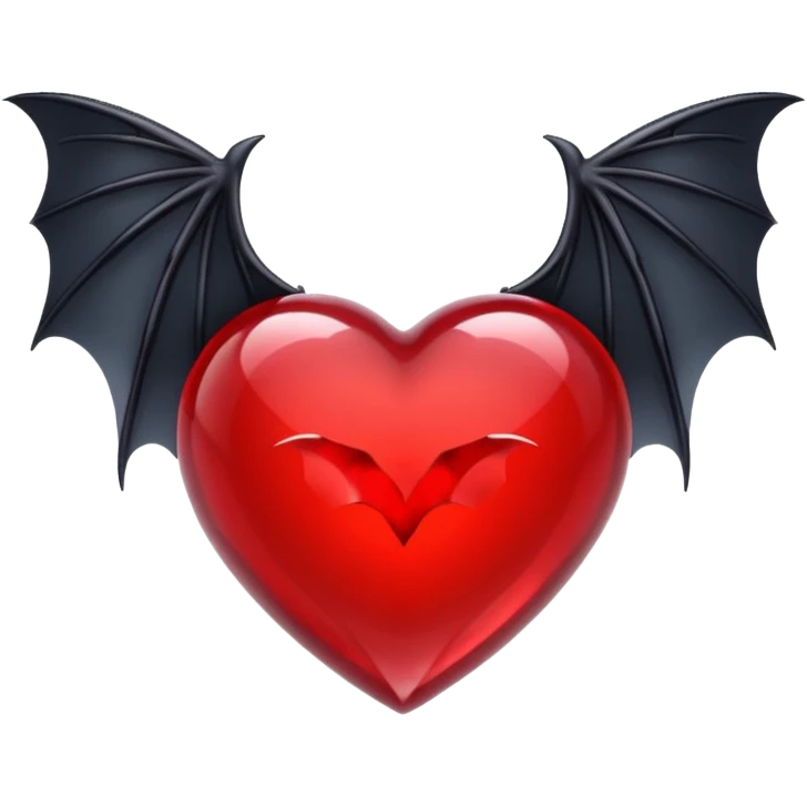 crystal red heart with black bat wings emoji