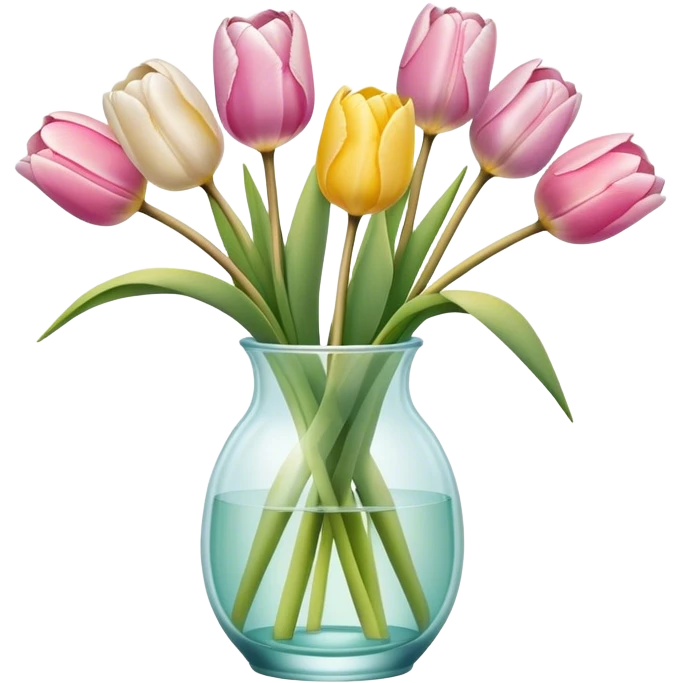 pastel tulips in glass vase emoji