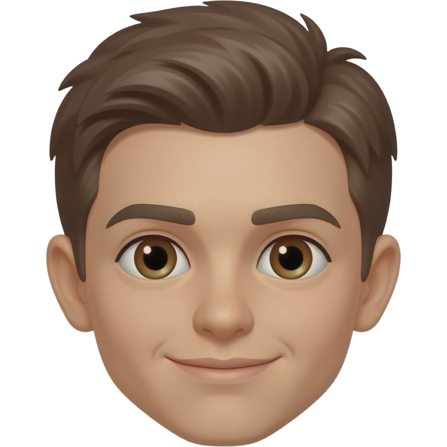 голова мальчик, на голове стрижка «полубокс» коричневые, тон лица (бледноватый), цвет глаз (коричневые) emoji