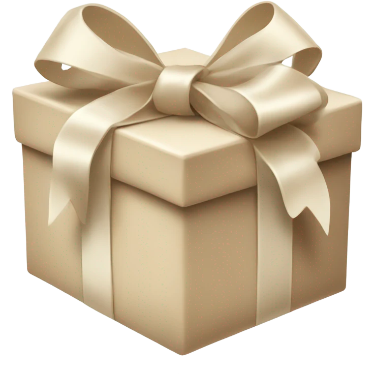 beige gift box white bow ribbon emoji