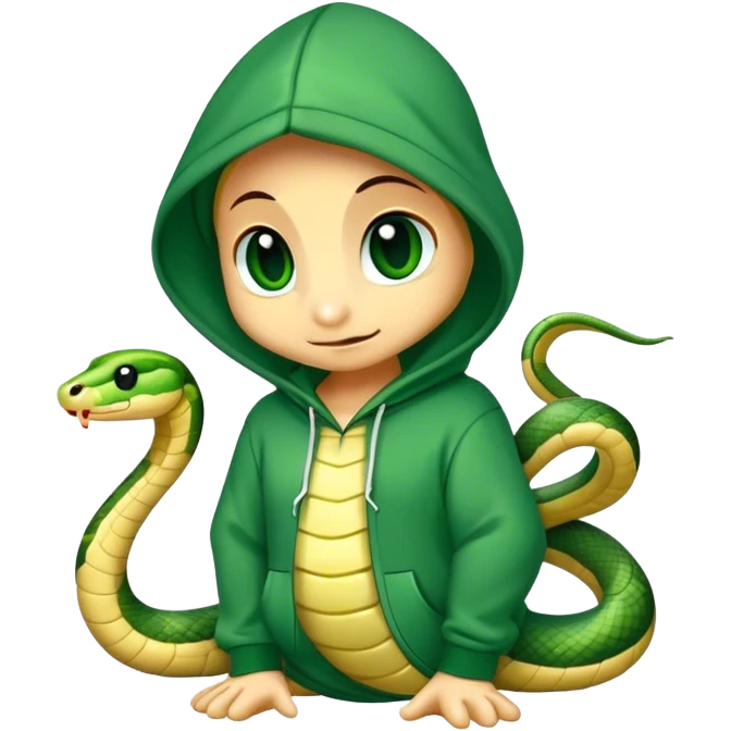 cute snake wearing a green hoodie emoji