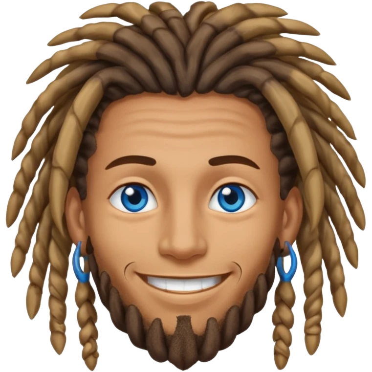 Hippie man smiling with blue eyes and dreadlocks emoji