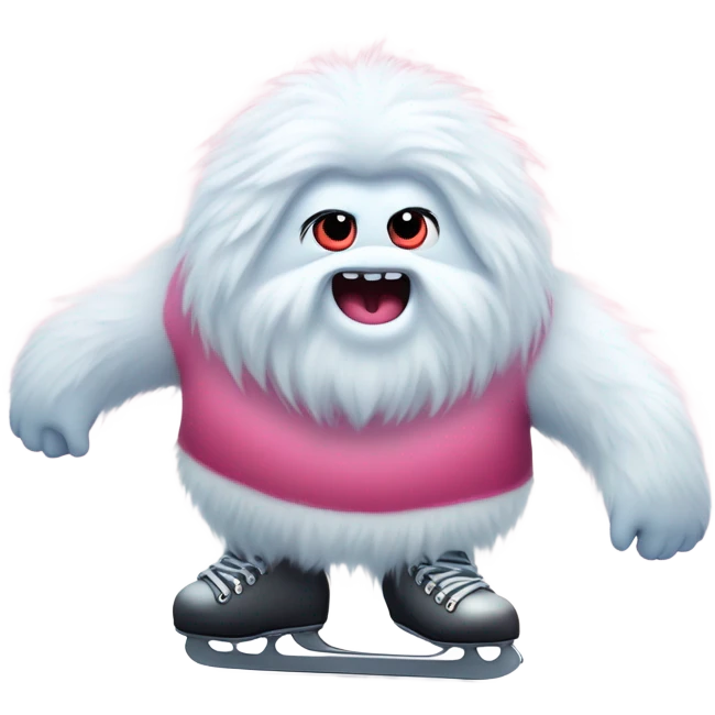 fat rainbow pink red yeti ice skating  emoji