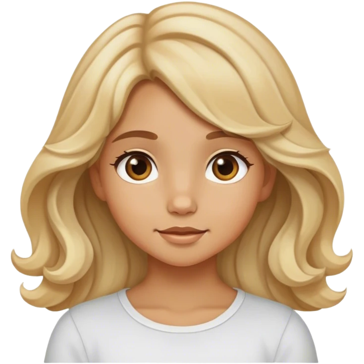 Cute tan girl named Lulu with blonde light colored hair that is wavy emoji