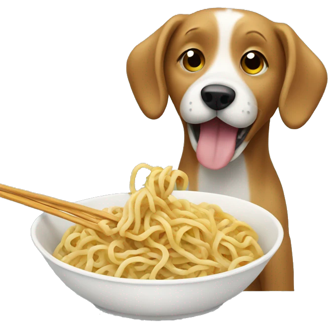 Dog eating noodles emoji
