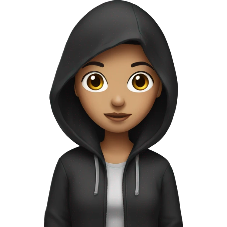 Girl with black hair and hoodie  emoji