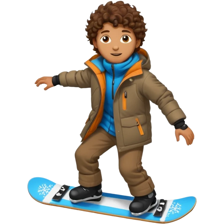 Man with curly hair on a snowboard  emoji