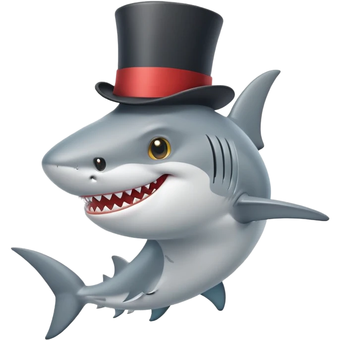 smiling shark with a monocle and top hat emoji