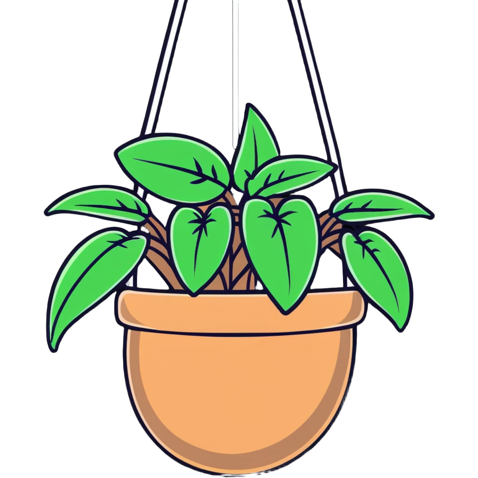 Plectranthus Verticillatus creeping charlie plant with trailing vines in a coconut fiber hanging basket emoji