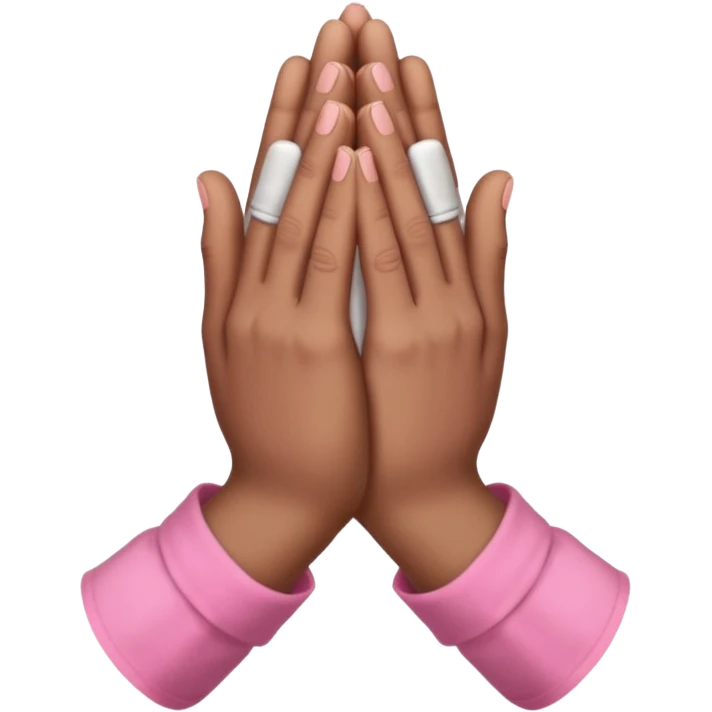 Brown praying hands with pink sleeves hands only emoji