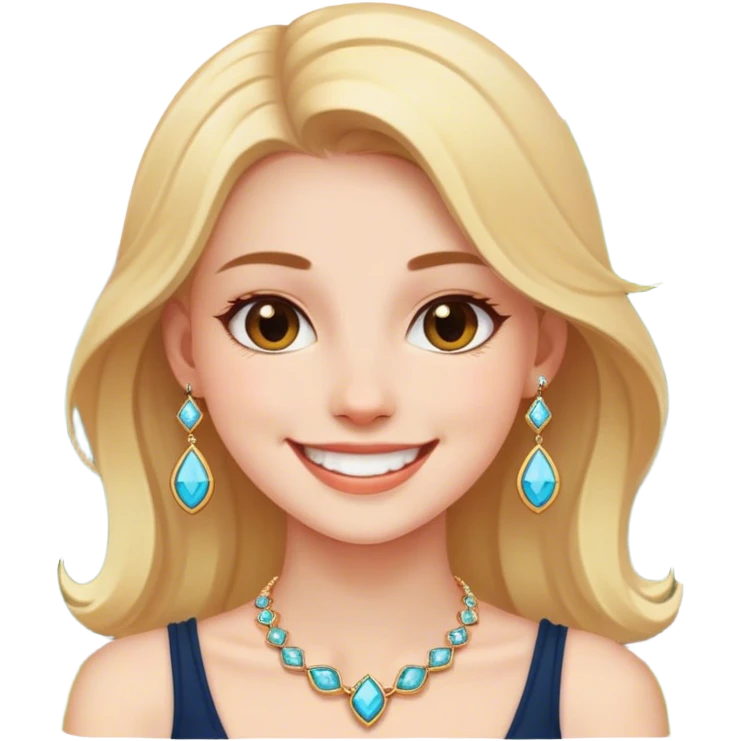 smiling girl outdoors with jewelry emoji
