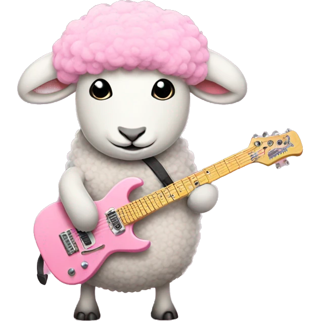 Sheep plays pastel Pink electric guitar emoji