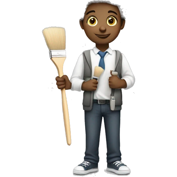 one white schoolboy holds little brush and palette emoji