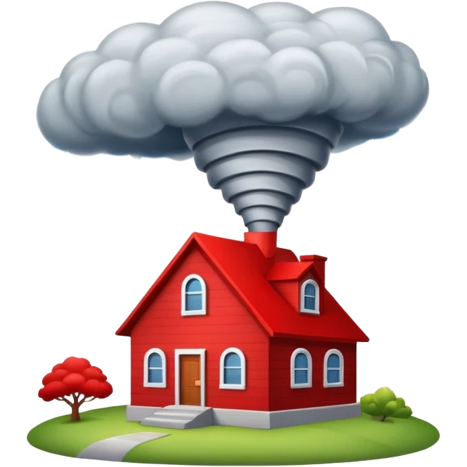 Tornado in storm with red home emoji