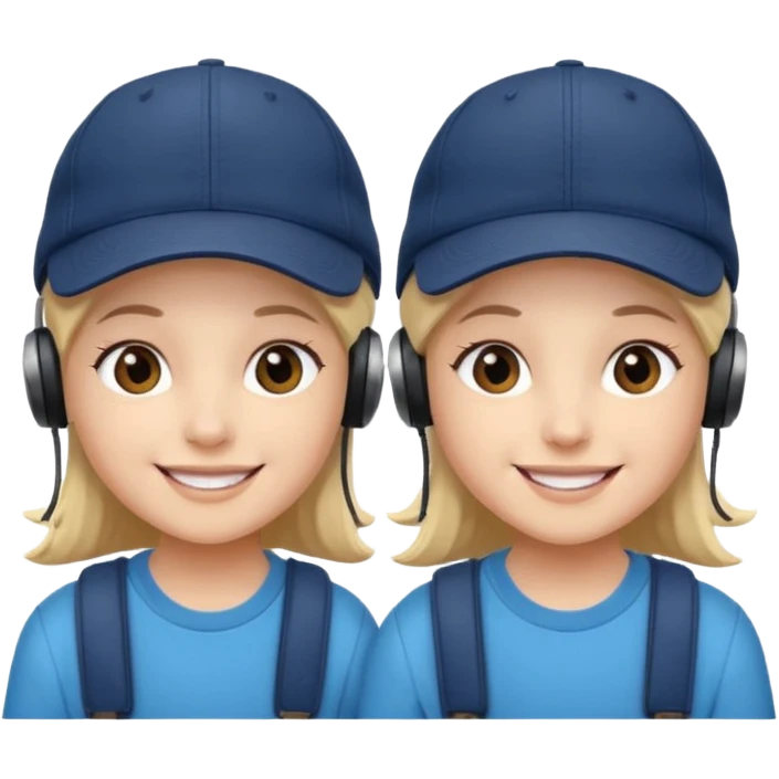 Make me a twins wearing a cap while listening to a song twin is 👯‍♀️ emoji