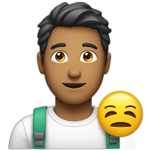 a guy with a sign with emi written on it emoji