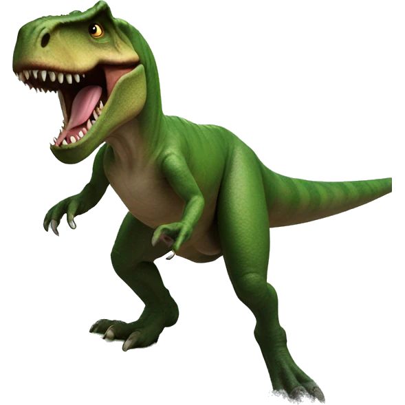 A t-Rex surfing emoji