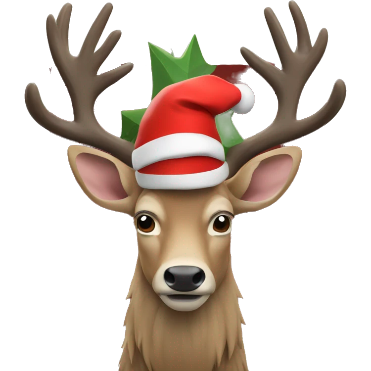 A stag with an xmas hat emoji