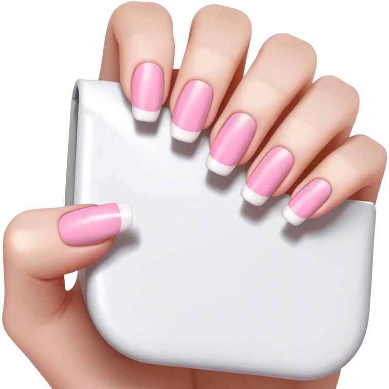 Fake nails that are squared and have a French tip  emoji