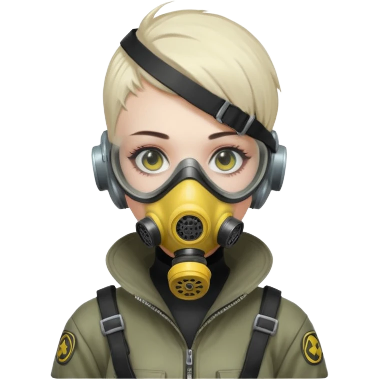 cyberpunk gasmask girl programmer buzzcut hair emoji