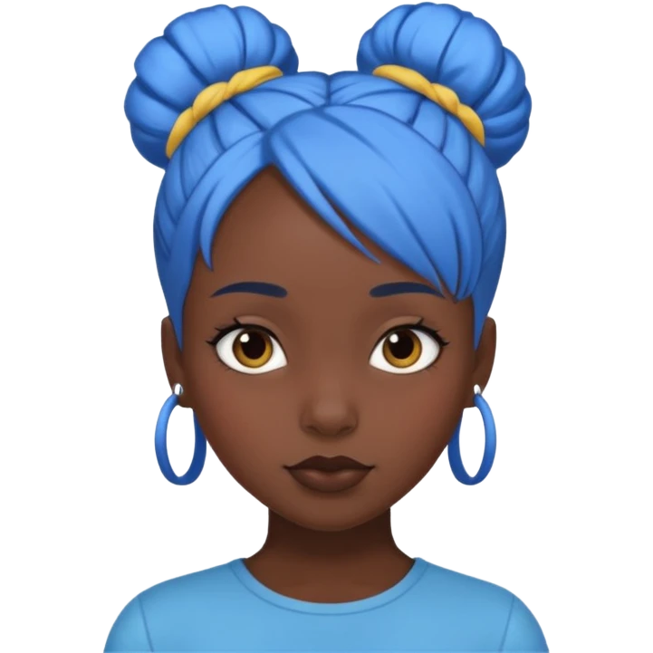 blue bun haired princess black girl emoji