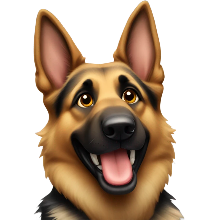 German Shepherd, happy emoji
