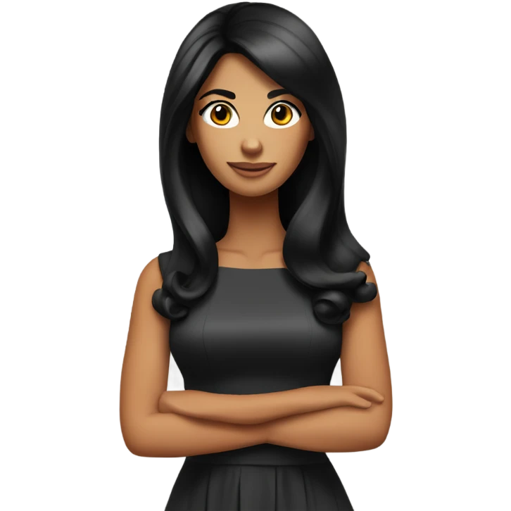 Tanned woman with long black hair wearing 60s style dress and hair emoji