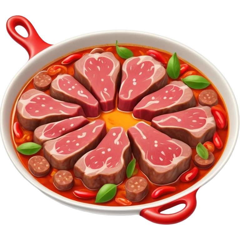 Fuqi Feipian sliced beef and offal in chili oil, simplified emoji style with bold outlines and bright colors, cartoon style Husband and Wife Lung Slices appetizer emoji