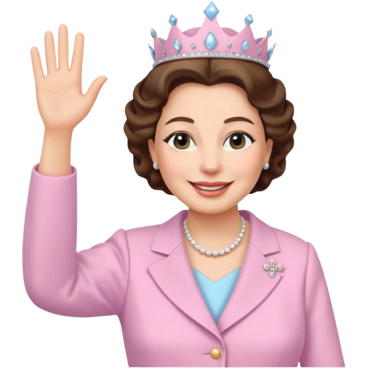 Queen Elizabeth waves in pastel clothes emoji