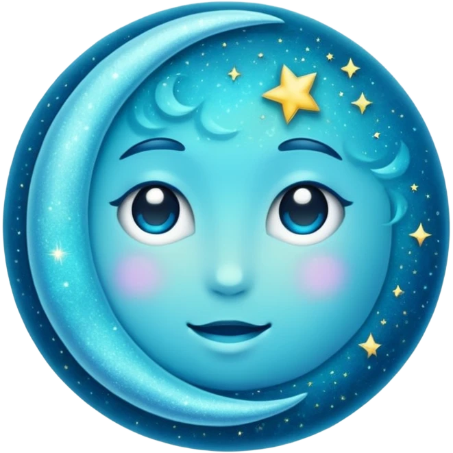 Glitter cian moon emoji