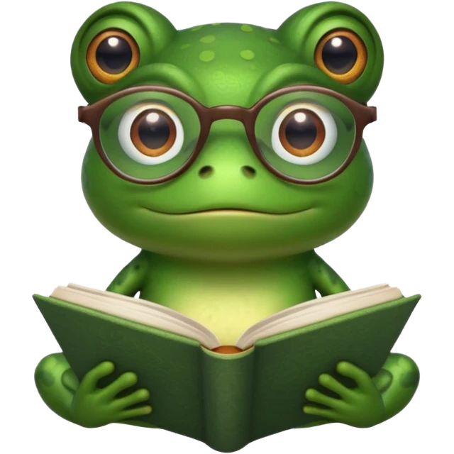 frog with glasses and book emoji