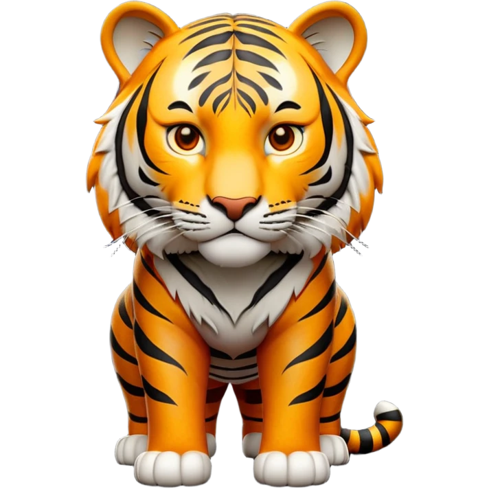 cinematic- noble-tiger-realistic-full-body-standing-emoji,-massive-striped-frame-exuding-power-and-grace,-bold-orange-fur-with-thick-black-stripes,-head-tilted-dramatically,-piercing-yellow-eyes-focused-intensely,-simplified-yet-realistic-focused-features,-highly-detailed,-glowing-with-an-almost-sarcastic-glow expressive eyes emoji