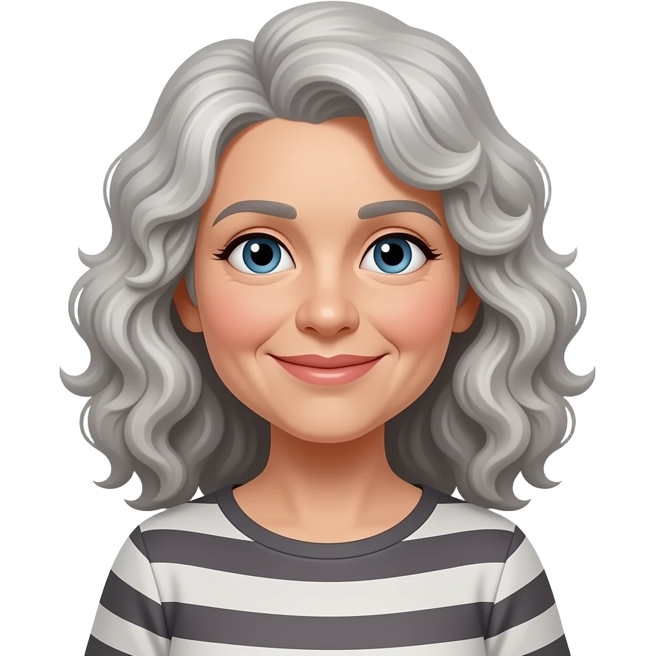Older white woman with curly gray hair, medium length emoji