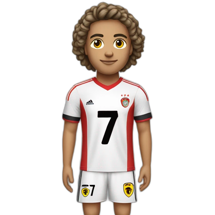futbolista aleman de 23 con camiseta roja con el número 7 en la camiseta un solo 7 emoji