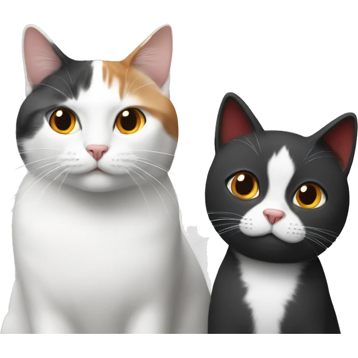 Two adults and one black-white cat and one red-grey-white cat emoji