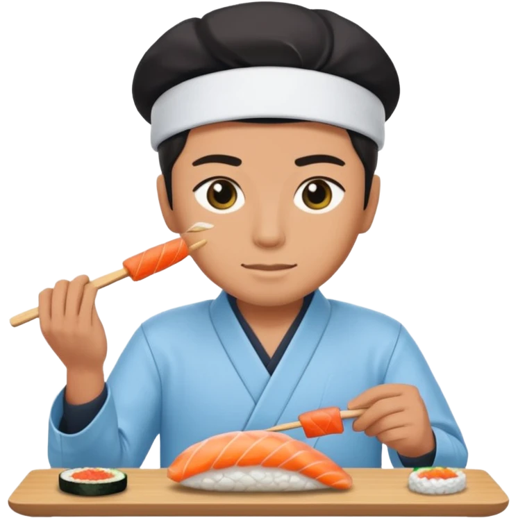 Sushi master making sushi, In a light blue (#a8d6f3) clothes emoji